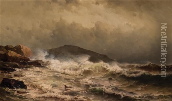 Rocky Coast, New England Oil Painting - Mauritz Frederick Hendrick de Haas