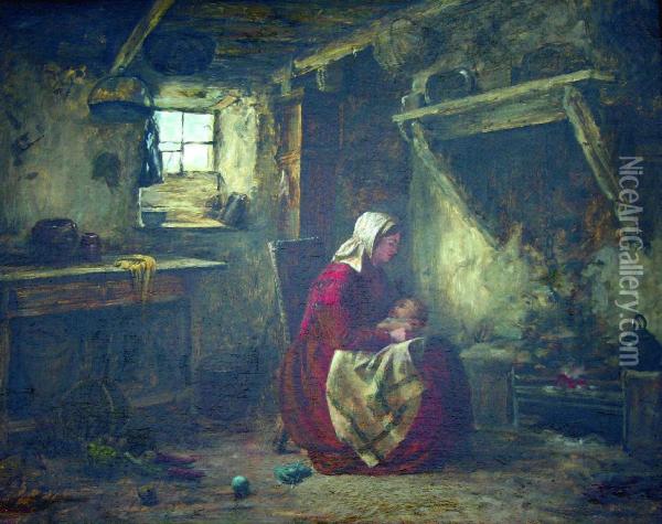 The Cottage Fireside Oil Painting - John Blake Macdonald