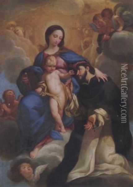 Madonna Mit Dem Kind Und Dem Hl. Dominikus Oil Painting - Mateo Cerezo