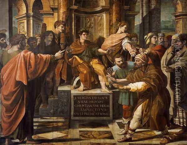 St Paul before the Proconsul 2 Oil Painting - Raffaelo Sanzio