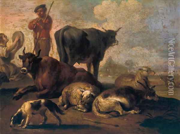 Shepherd Musicians Oil Painting - Carl Christian Frederik Jacob Thomsen