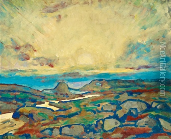 Sonnenuntergang Oil Painting - Alfred Hermann Helberger