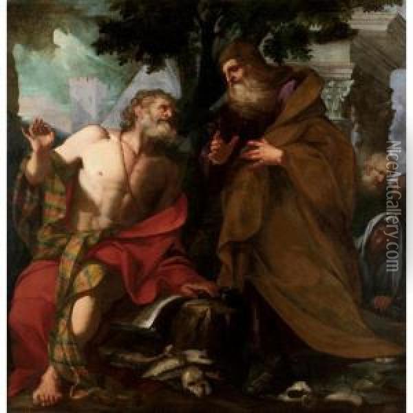 Episodio Della Vita Di Sant'antonio Abate Oil Painting - Antonio Carneo Concordia Sagittaria
