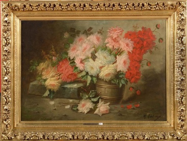 Nature Morte Aux Roses Oil Painting - Max Carlier