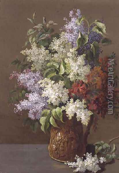 Vase of Lilacs Oil Painting - Pierre-Joseph Redoute