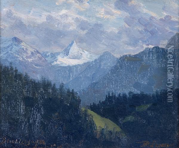 An Alpine Scene Of Berchtesgaden Oil Painting - Martin B. Leisser