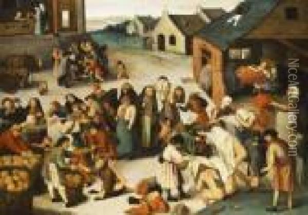 Die Sieben Barmherzigkeiten Oil Painting - Pieter The Younger Brueghel