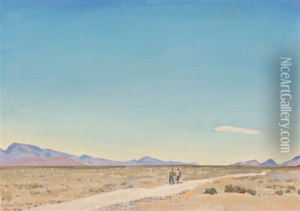 Road To Nowhere, Indian Springs, Nevada Oil Painting - Maynard Dixon