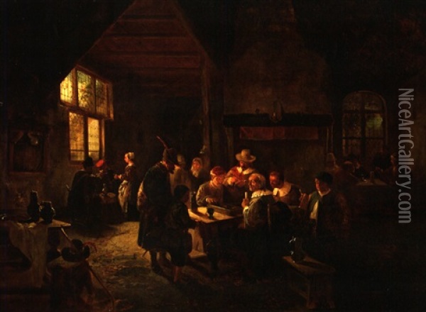 Wirtshausszene Oil Painting - Willem Linnig the Elder
