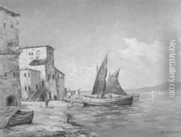 Fischerstrand An Der Bucht Von Neapel Oil Painting - Frans von Bartsch