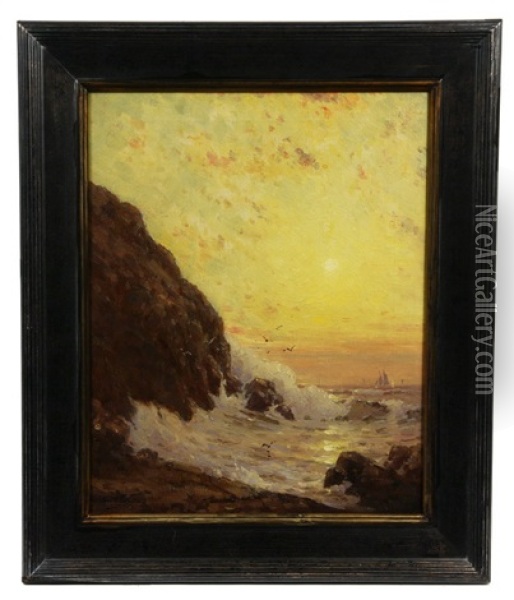 Sunset, Monhegan Oil Painting - George F. Schultz