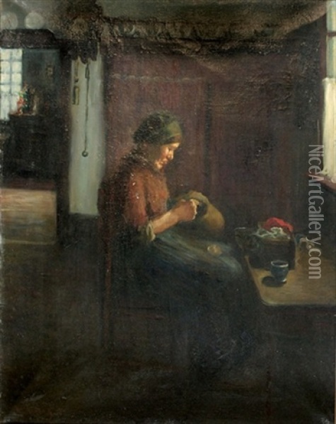 Interieur Mit Nahender Frau Oil Painting - Hendrik Theodorus de Court Onderwater