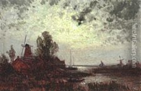Coastal Scene In Evening Light Oil Painting - Walter Moras