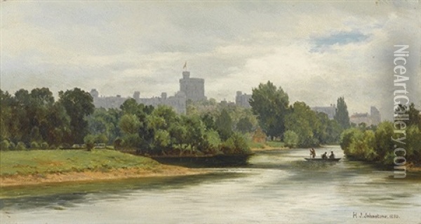 Windsor Castle From Eton College Oil Painting - Henry James Johnstone