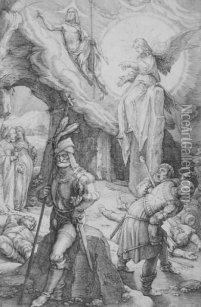 Christ Rising From The Tomb (from The Passion) Oil Painting - Hendrick Goltzius