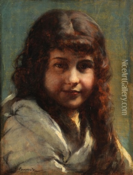 Portrait De Jeune Fille Oil Painting - Georg Papperitz