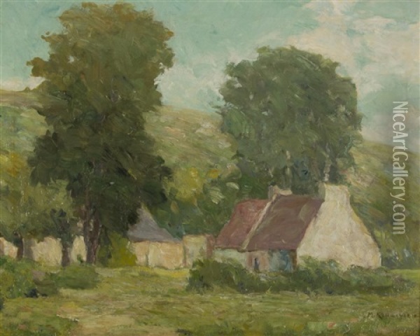 Summer Cottage Scene Oil Painting - Minnie Kallmeyer