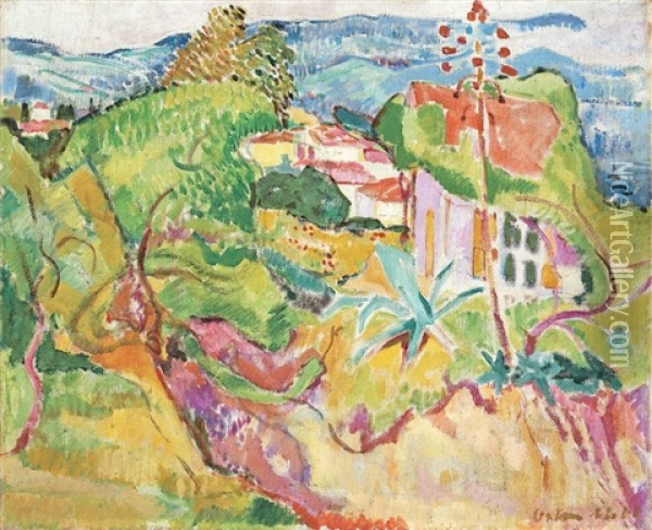 Landschaft Bei Ajaccio (landschaft Auf Koriska) Oil Painting - Oskar Moll