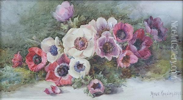 A Bowl Of Anenomes Oil Painting - Marie Hensley