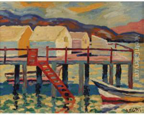 The Pier Oil Painting - August Gay