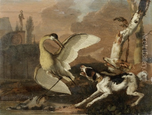A Heron Hunt Oil Painting - Abraham Danielsz Hondius