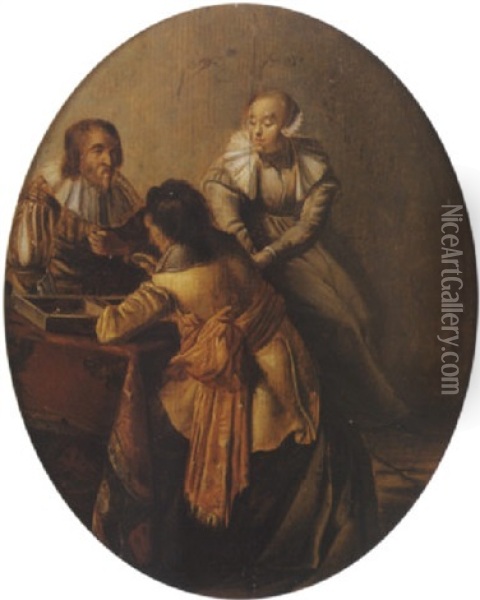 Les Joueurs De Tric Trac Oil Painting - Pieter Jacobs Codde