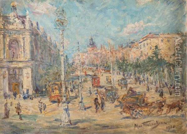 Belebter Stadtplatz Oil Painting - Max Fleischer