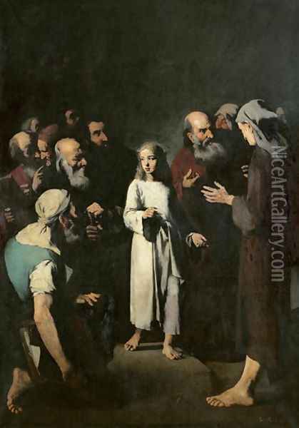 Jesus with the Doctors Oil Painting - Theodule Augustine Ribot