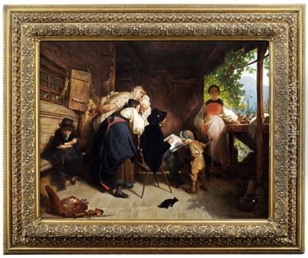 Der Besuch Des Malers Oil Painting - Friedrich Bischoff