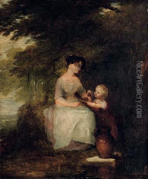Mother And Child Oil Painting - George Frederick Watts