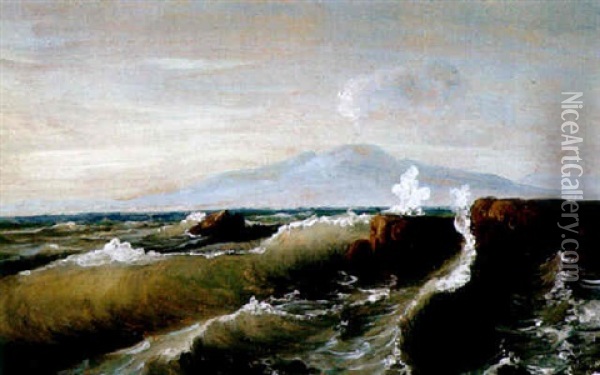 Aetna Oil Painting - Gustav Von Haugk