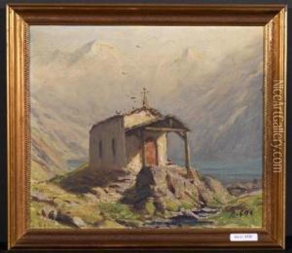 Bergkapelle. Oil Painting - Albert H. Gos