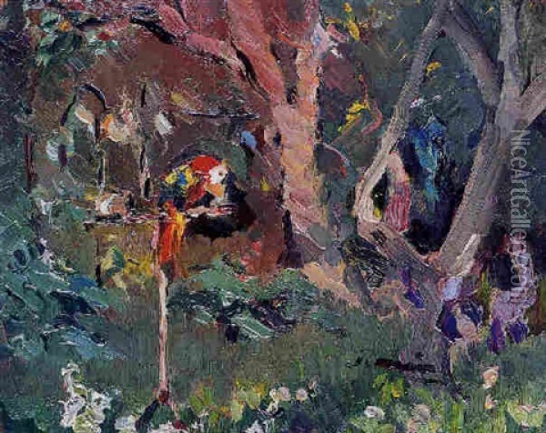 Papagayo En Un Jardin Oil Painting - Joaquin Mir Trinxet