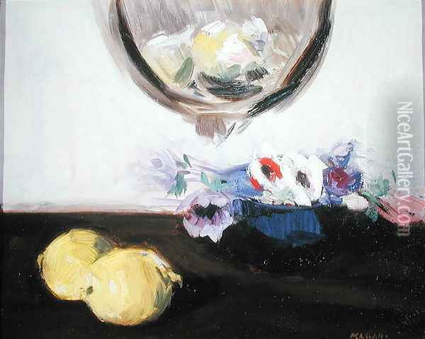 Anemones and Lemons Oil Painting - Francis Campbell Boileau Cadell