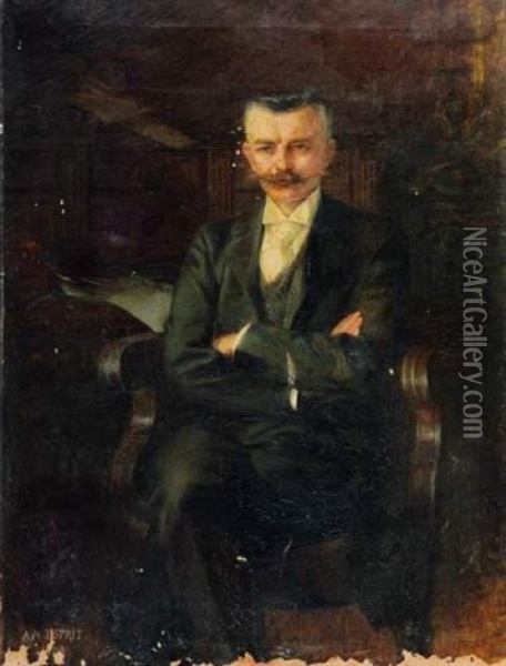 Portrait De Sir Thomas Lipton (the Lipton) Oil Painting - Anne-Marie Esprit