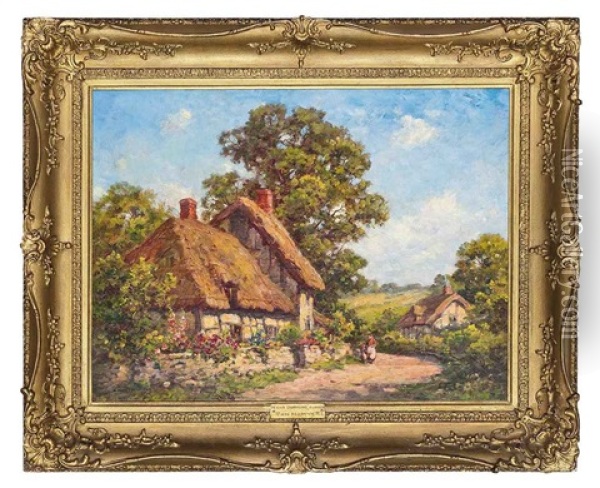 A Cottage Near Dorking, Surrey Oil Painting - Thomas Edwin Mostyn
