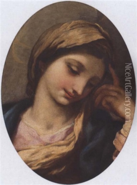 The Head Of The Madonna Oil Painting - Pietro da Cortona