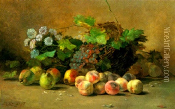 Still Life With Fruit Oil Painting - Henri Privat-Livemont