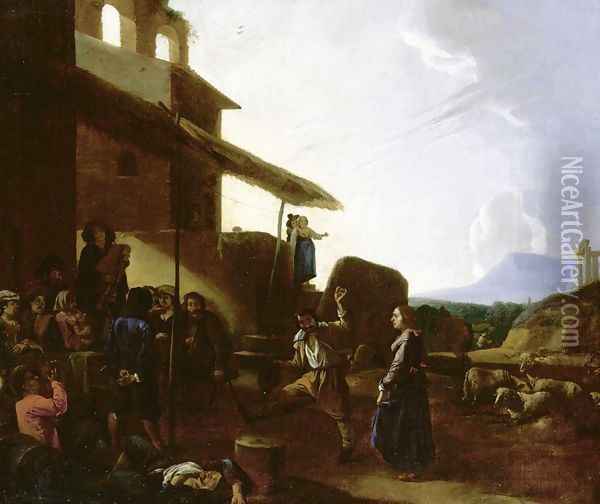 Street Scene in Rome Oil Painting - Michelangelo Cerquozzi