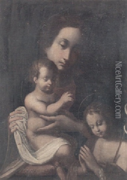 The Madonna And Child And Saint John Oil Painting - Annibale Carracci