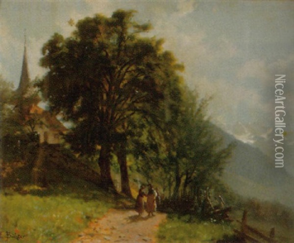 Bergkirchlein Im Berner Oberland Oil Painting - Eduard Buhler