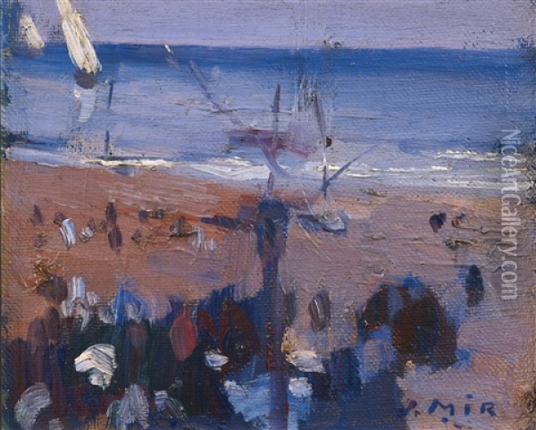 Boats On The Beach Oil Painting - Joaquin Mir Trinxet