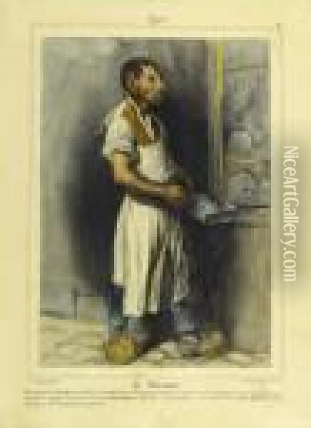 Le Charcutier. - Le Vol Au Renfoncement. - L'ancien Negociant Oil Painting - Honore Daumier
