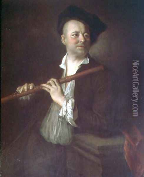 A Flute Player Oil Painting - Jean-Alexis Grimou