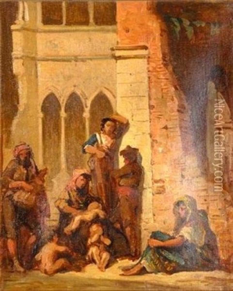 Scene Orientaliste Oil Painting - Adrien de Boucherville