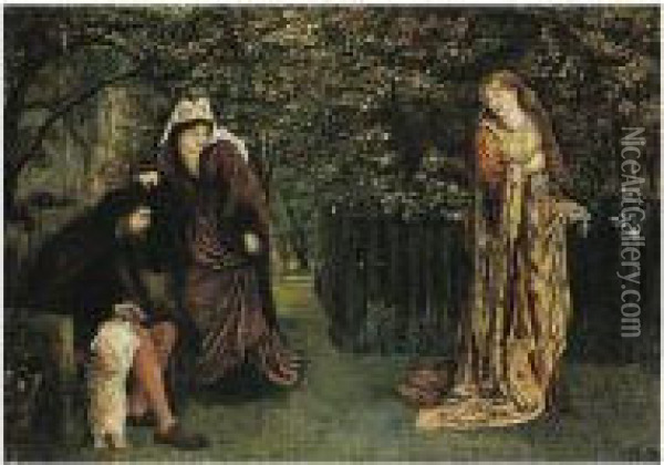 Sir Tristram And Queen Yseult (otherwise Known As Sir Tristram And La Belle Fronde) Oil Painting - Maria Euphrosyne Spartali, later Stillman