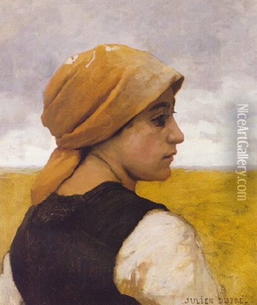 Peasant Woman In Profil Oil Painting - Julien Dupre