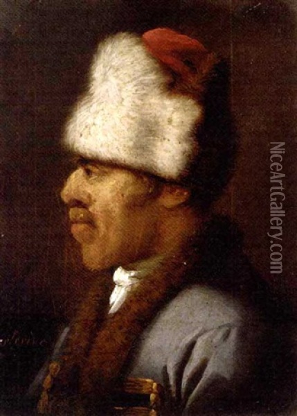 A Hussar, Bust-length, In Profile Oil Painting - Nicolas-Louis-Albert Delerive