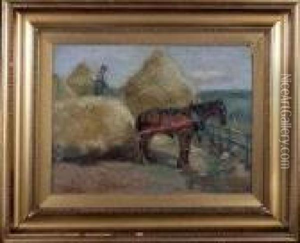Stacking Hay Oil Painting - John William Gilroy