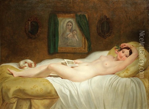 Reclining Nude Oil Painting - Philippe-Jacques van Bree